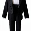 Boys Tuxedo Set Satin Lapel Adjustable Bow Tie Sizes-0