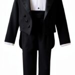 Boys Tuxedo Set Satin Lapel Adjustable Bow Tie Sizes-0