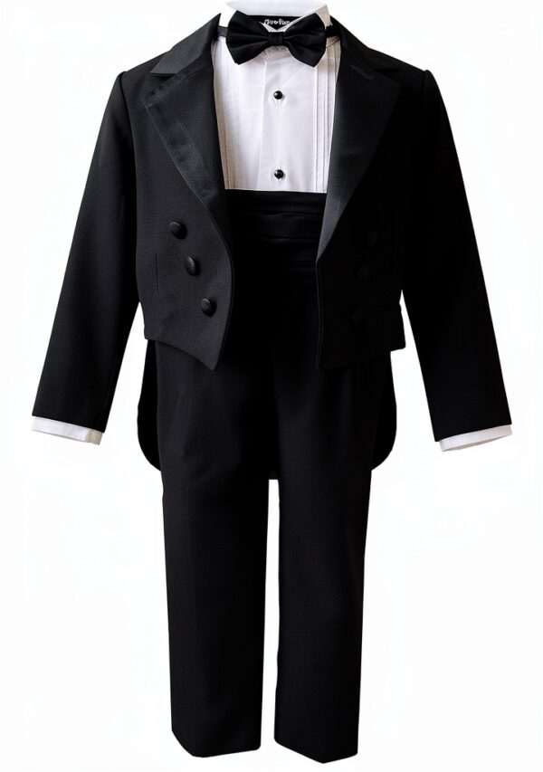 Boys Tuxedo Set Satin Lapel Adjustable Bow Tie Sizes-0