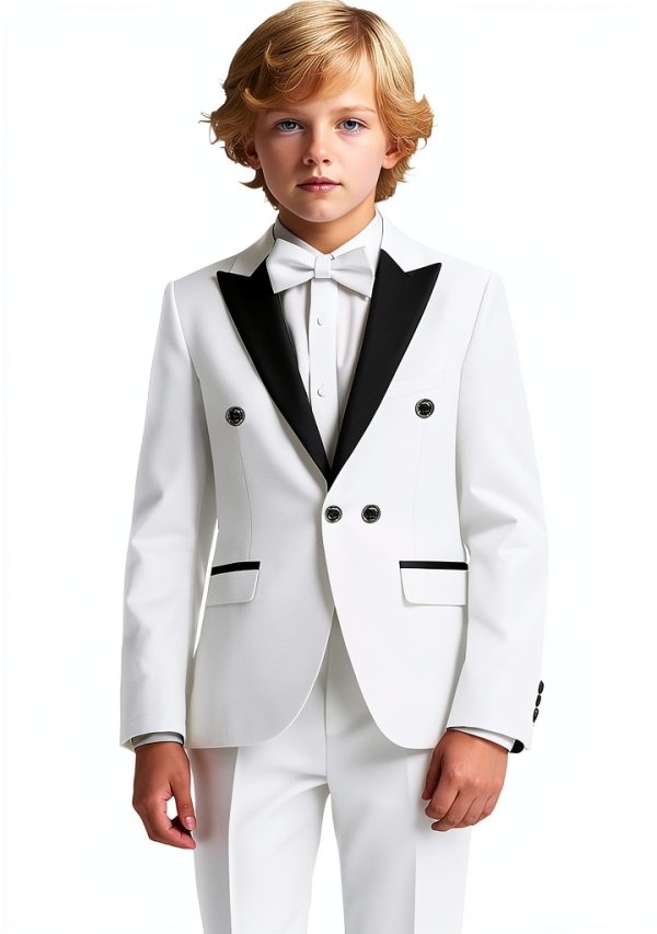MAGE MALE Boys Tuxedo Set Peak Lapel Slim Fit Wedding Prom