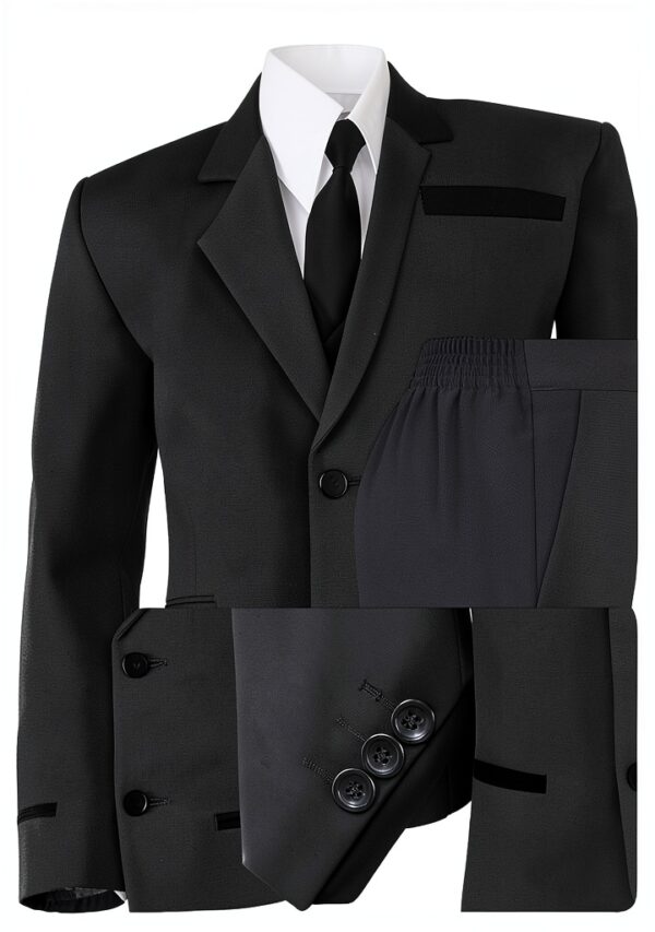 S H Churchill Boys Black Tuxedo Set Formal Wear Wedding-2