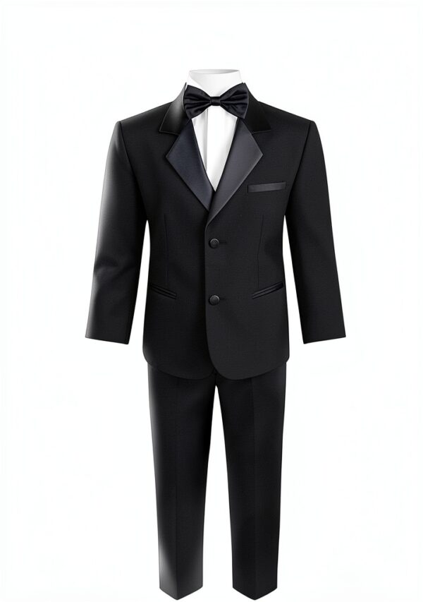 S H Churchill Boys Black Tuxedo Set Formal Wear Wedding-1