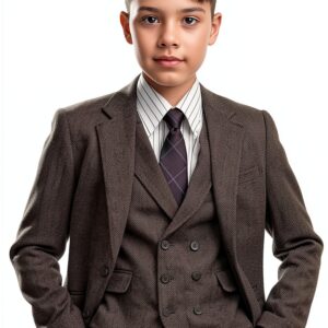 Boys Tweed Suit Herringbone Tweed Polyester Blend Formal-0