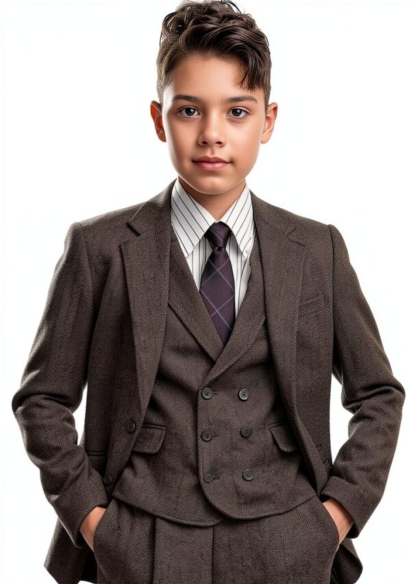 Boys Tweed Suit Herringbone Tweed Polyester Blend Formal-0