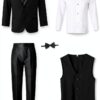 S H Churchill Boys Black Tuxedo Set Formal Wear Wedding-4