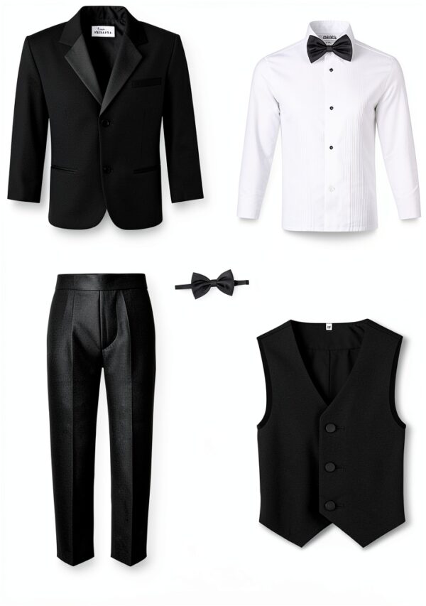 S H Churchill Boys Black Tuxedo Set Formal Wear Wedding-4